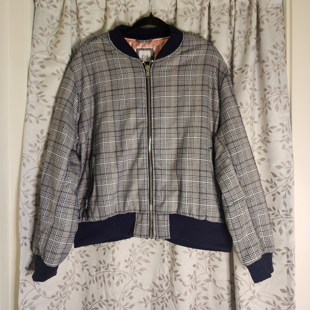GAP Plaid Zip Up Coat Bomber Jacket Size XXL